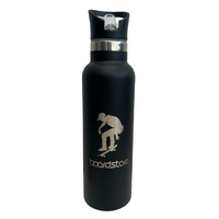 Boardstore Water Bottle Pop Top Insulated Stainless Steel Engraved Logo Black image