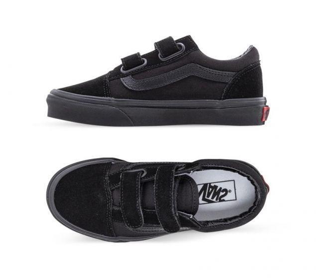 all black leather velcro vans