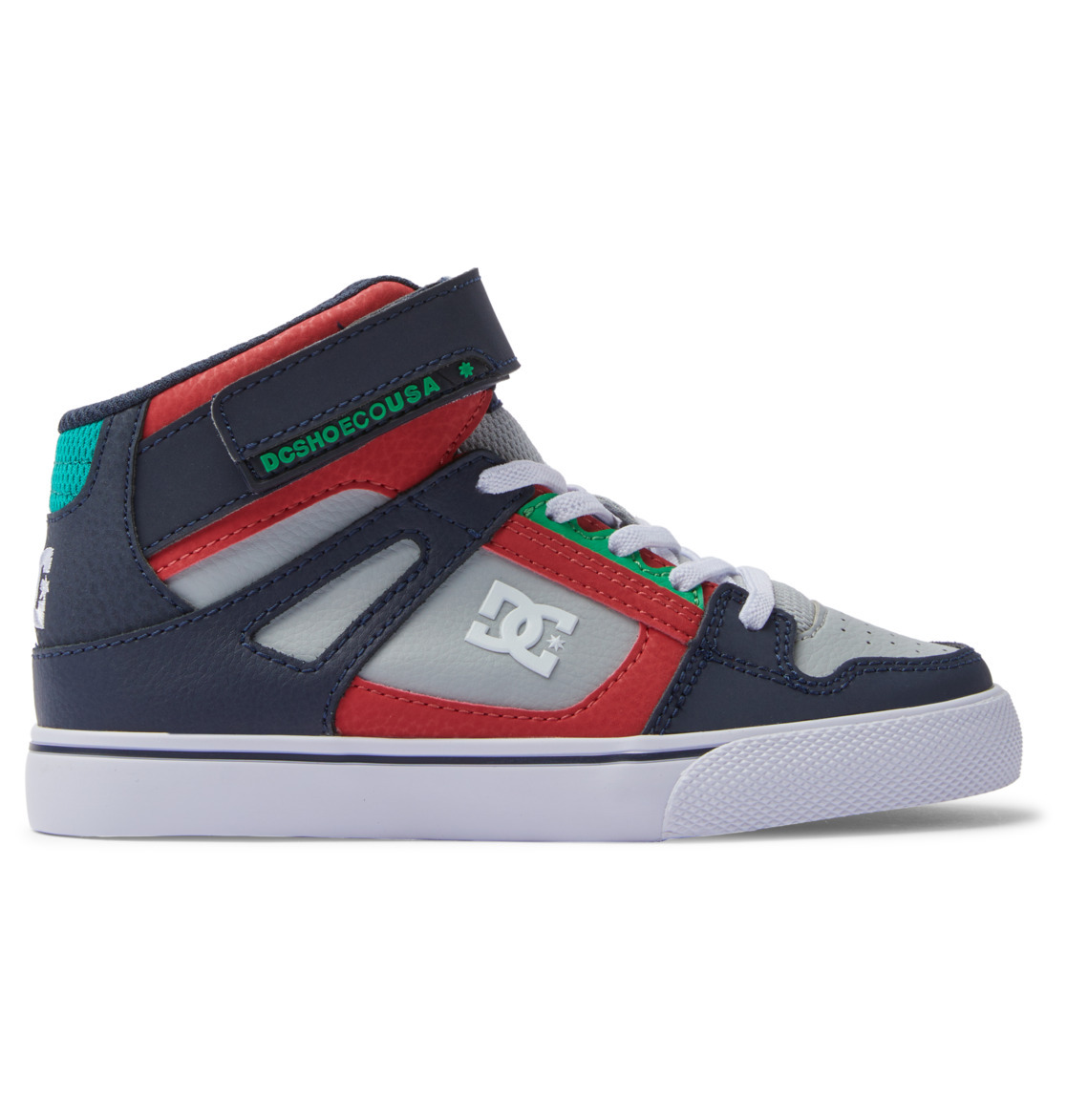 DC Youth Shoes Pure High Top Elastic Laces Velcro Heather Grey