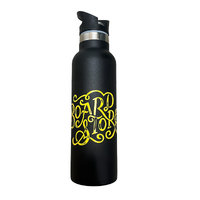 Boardstore Water Bottle Pop Top Insulated Stainless Steel Ornate Black image