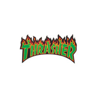 Thrasher Sticker Flame Logo Large 10 inch (Green Letters) image