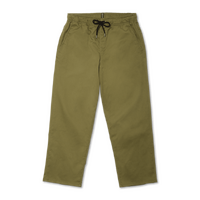 Volcom Pants Elastic Waist Outer Spaced Solid Military Olive image