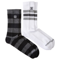 DC Socks Stripe Crew 2pk Black/White US Mens 8-12 image