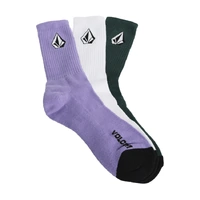 Volcom Socks Crew 3pk Full Stone Purple/White/Green US 9-12 image