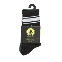 Volcom Youth Socks Full Stone 3pk Multi Black/Lime Green/White image
