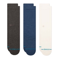 Stance Socks Icon 3pk Crew Charcoal/Blue/Beige US 9-12 image