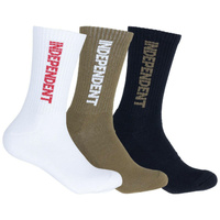 Independent Socks Grind Crew 3pk White/Gravel/Black Size 6-12 image