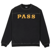 Passport Jumper Letterhead Panel Crewneck Sweater Washed Black image
