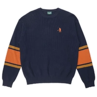 Passport Jumper Stripe Organic Knit Crewneck Sweater Navy image