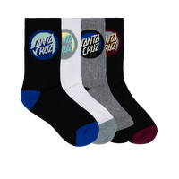 Santa Cruz Youth Socks Bold Shadow Dot Crew 4pk Black/White/Grey/Blue US 2-6 image