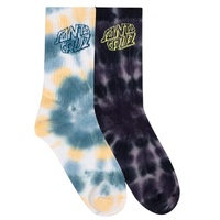 Santa Cruz Youth Socks Malba Crash Stack Crew 2pk Teal/Black Tie Dye US 2-8 image