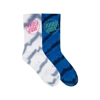 Santa Cruz Youth Socks Opus Dot Crew 2pk Grey Tie Dye/Blue Tie Dye US 2-8 image