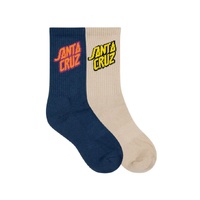Santa Cruz Youth Socks Summer 76 Stack Crew 2pk Dark Blue/Natural US 2-8 image
