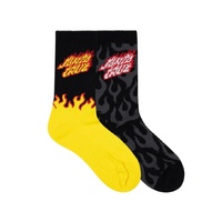 Santa Cruz Youth Socks Flaming Stack Crew 2pk Yellow/Black US 2-8 image