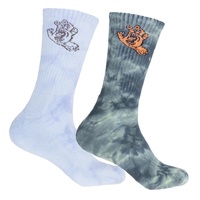 Santa Cruz Socks Screaming Hand Mono Crew Tie Dye Blue/Black 2pk US 7-11 image