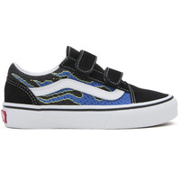 Vans Youth Old Skool Velcro Black/Blue Pixel Flame image