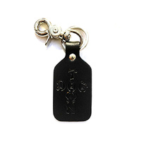 Dogtown Keychain Cross Letter Black Leather image