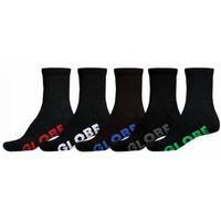 Globe Socks Crew Stealth 5pk Black US 7-11 image