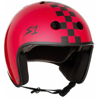S-One S1 Helmet Retro Fullcut Lifer Red Gloss/Black Checkers image
