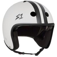 S-One S1 Helmet Retro Fullcut Lifer White Gloss/Black Stripes image