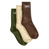 Vans Socks Classic Crew 3pk Green Balsam Green/Cream/Brown Size 9-13 image