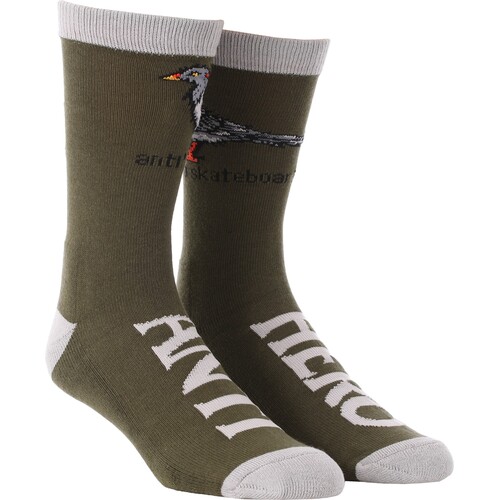 Antihero Socks Pigeon Olive/Grey 1pk US 8-12