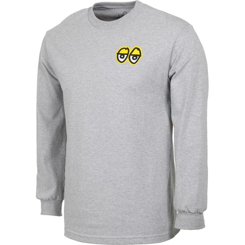 Krooked Tee L/S Stock Stright Eyes Heather Grey/Yellow [Size: Mens Medium]