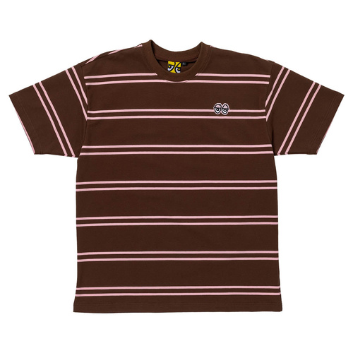Krooked Tee Eyes Embroidered Stripe Brown [Size: Mens Large] [Colour: Brown]