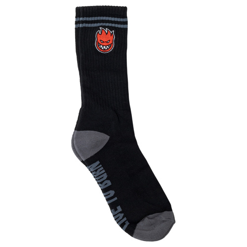 Spitfire Socks Bighead Flame Embroidery Black/Charcoal/Red