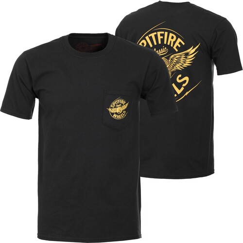 Spitfire Tee Flying Classic Pocket Black