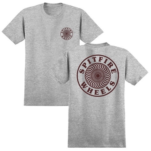 Spitfire Tee OG Circle Outline Heather Grey/Red [Size: Mens Small]