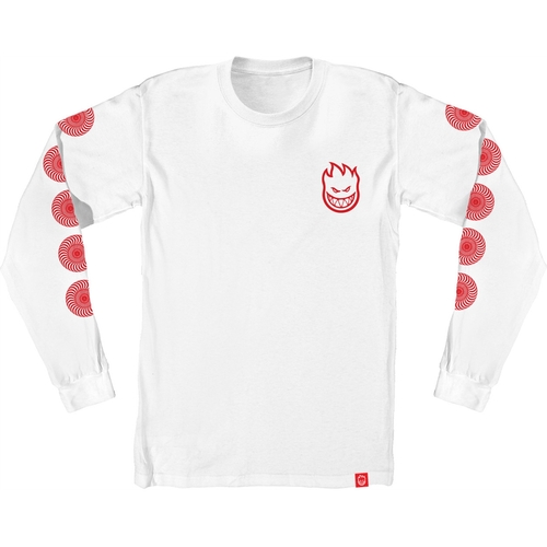 Spitfire Youth Tee L/S Bighead Swirld White/Red [Size: Youth 12/Medium]