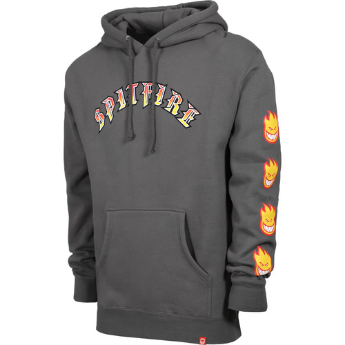 Spitfire Jumper Hood Old English Bighead Silver/Charcoal [Size: Mens Medium]