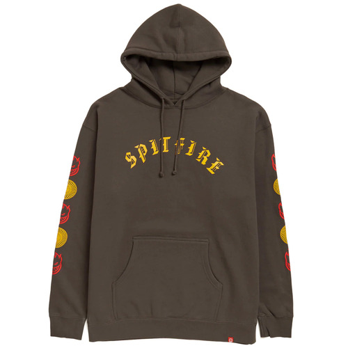 Spitfire Jumper Old English Hood Bighead Swirl Sleeve Charcoal [Size: Mens Medium]