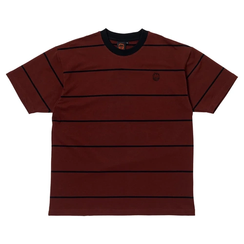 Spitfire Tee Bighead Embroidery Stripe Burgundy [Size: Mens Medium] [Colour: Red]