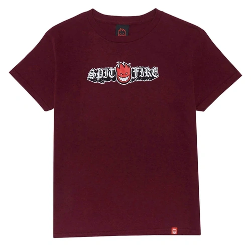 Spitfire Youth Tee Old E Drop Bighead Burgundy [Size: Youth 12] [Colour: Red]