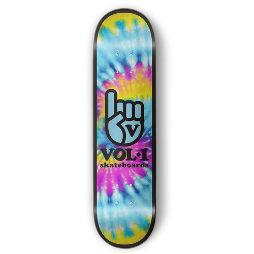 Volume 1 Deck Dye Logo Blue/Yellow 8.0 Inch Width