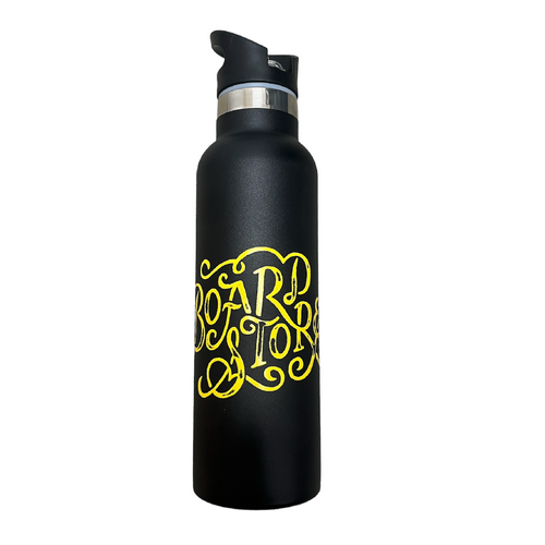 Boardstore Water Bottle Pop Top Insulated Stainless Steel Ornate Black
