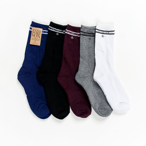 Passport Socks Hi Sox 5pk Salute (Black/White/Navy/Maroon/Grey) US 8-12