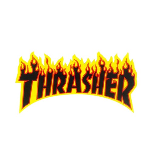 Thrasher Sticker Flame Logo Medium 6 inch (Black Letters)