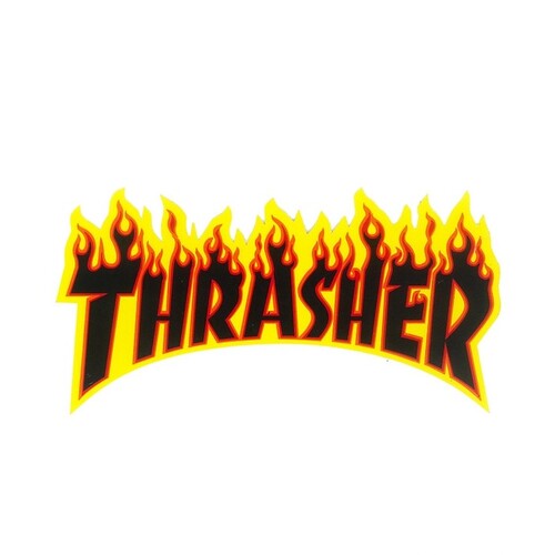 Thrasher Sticker Flame Logo Medium 6 inch (Black Letters)