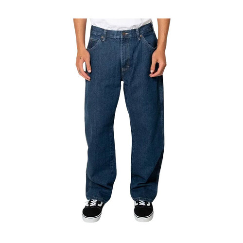 Dickies Pants Relaxed Straight Fit 5 Pocket Denim Jean Stone Washed Indigo [Size: 30 inch Waist]