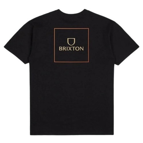 Brixton Tee Alpha Square Black/Straw/Paradise Orange [Size: Mens Medium]