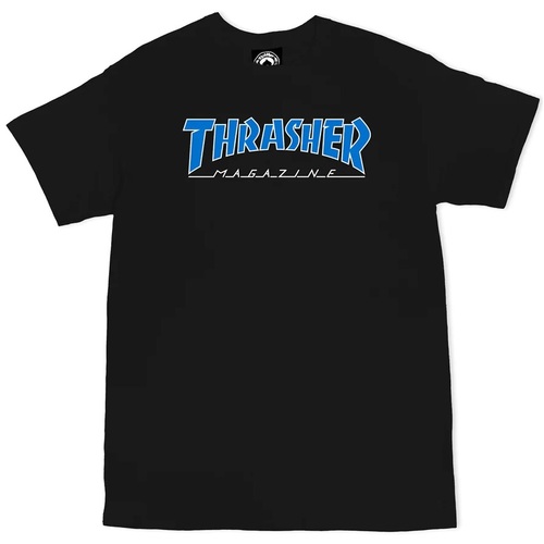 Thrasher Tee Outlined Black/Blue [Size: Mens Medium]