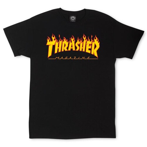 Thrasher Tee Flame Black [Size: Mens Small]