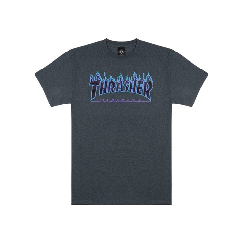 Thrasher Tee Flame Dark Grey Heather  [Size: Mens X Large] [Colour: Grey]