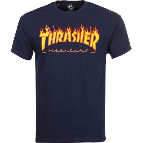 Thrasher Tee Flame Navy [Size: Mens Small]