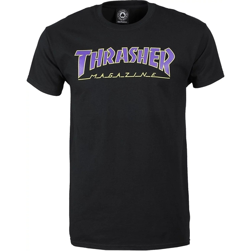 Thrasher Tee Outlined Black/Purple/Neon [Size: Mens Large]