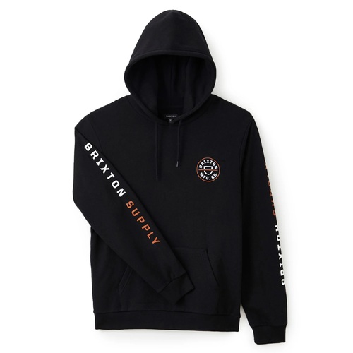 Brixton Jumper Crest Hood Black/Caramel/White [Size: Mens Medium]