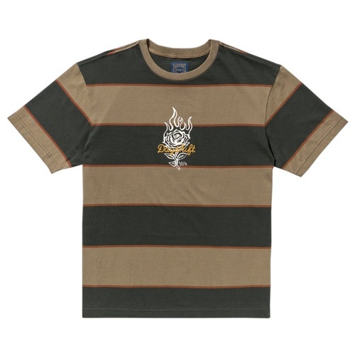 RVCA Tee KSL Stripe Mushroom/Black [Size: Mens Medium] [Colour: Striped]
